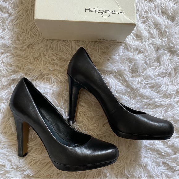 HALOGEN Black Leather Heels from Nordstrom with box size 7.5 - Picture 1 of 11